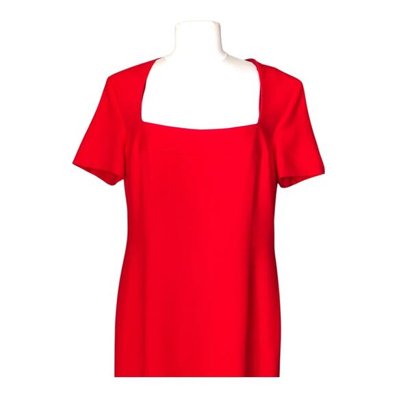 Hugo Boss Domingana Red Square Neck Sheath Dress Women's Size 10 US NWT - Picture 2 of 16